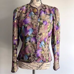 Donna Karan Silk Floral Embroidered Jacket